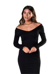 V-Neck Long Sleeve Dress